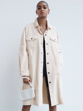 Zara Cream Ribbed Trench
